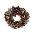 Red Berry  Gold Cone Wreath 30cm P036990