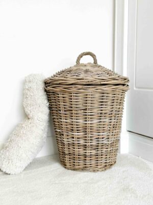 RATTAN LAUNDRY HAMPER LIGHT GREY