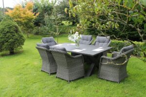 Claddagh Rattan Dining Set 6 Seater Grey