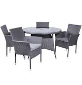 Malaga 110cm Table + 4 Stacking Chairs & Cushions MAL110STK-
