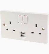Lyvia Two Gang White Switched Socket With 2 x USB